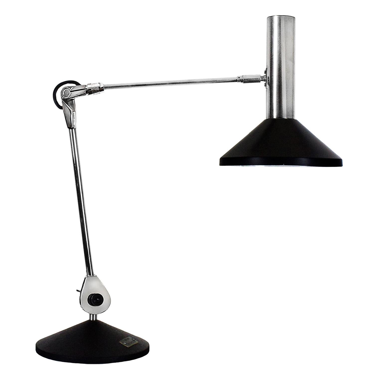  Large Articulated  Mid-Century Modern Chrome-Plated Desk Lamp - Belgium, 1960s