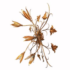 Mid-Century Modern Large Ceiling or Wall Light, Five Lights, Wrought Iron- Spain