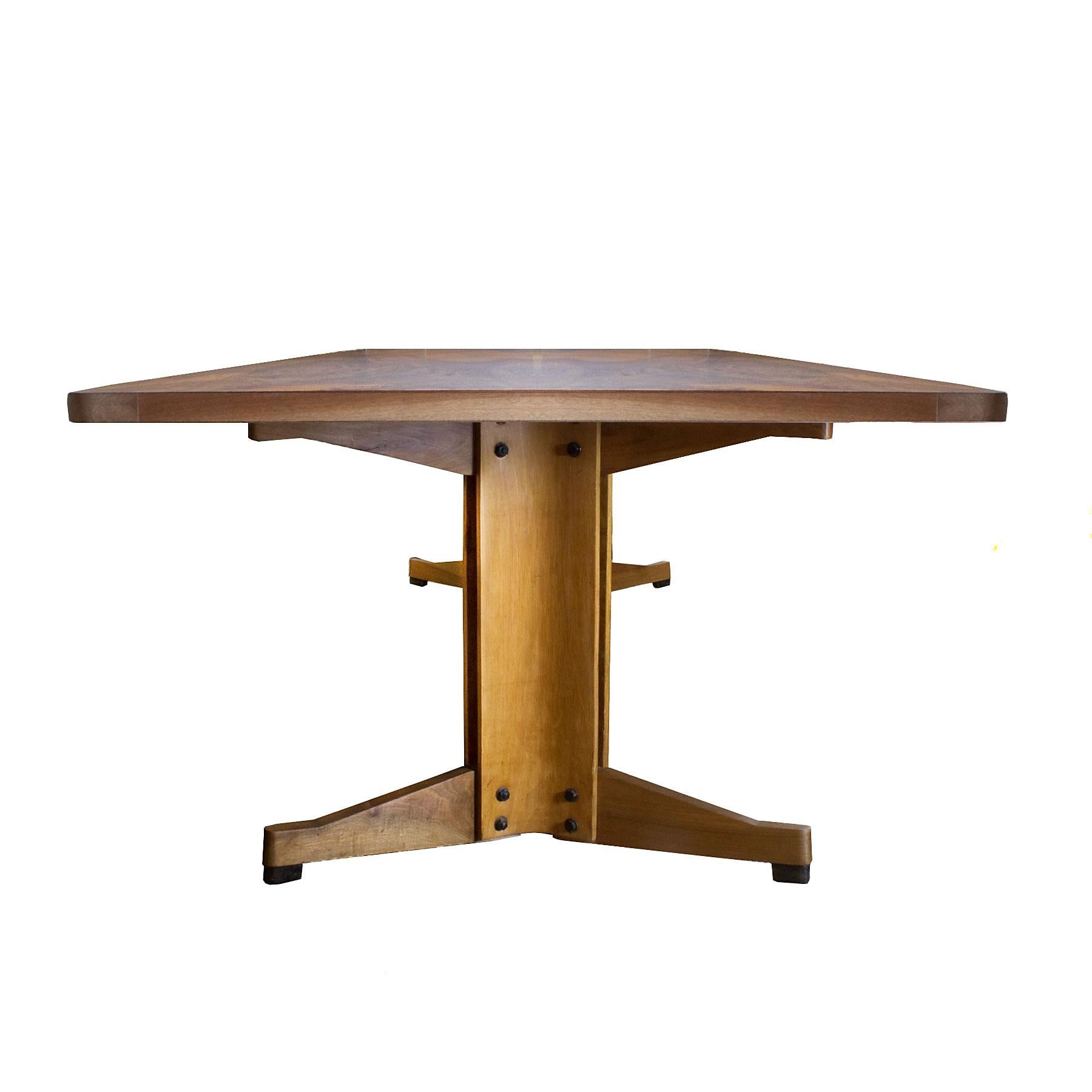 Mid-Century Modern 1960s Large Meeting or Dining Table in the Style of M. Bega, Walnut, Italy
