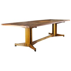 1960s Large Meeting or Dining Table in the Style of M. Bega, Walnut, Italy