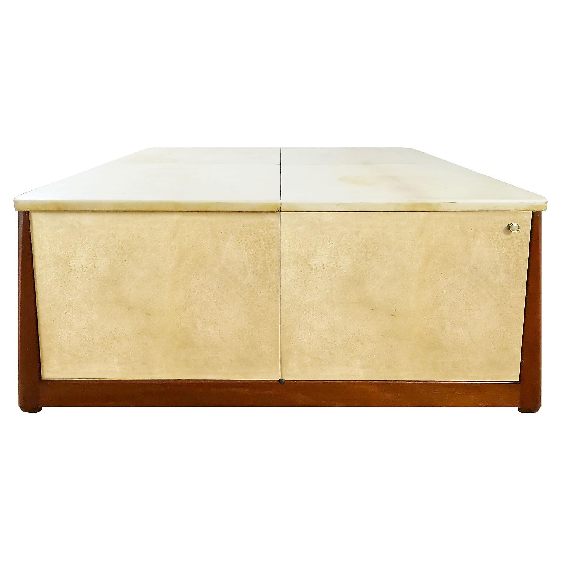 1960´s Large Square Coffee Table by Pere Cosp, Mahogany, Parchment, Barcelona