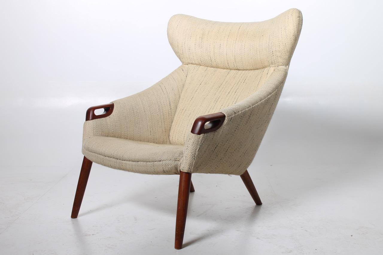 Mid-Century Modern 1960's Lounge Chair and Stool in Teak and Original Fabric by Kurt Østervig