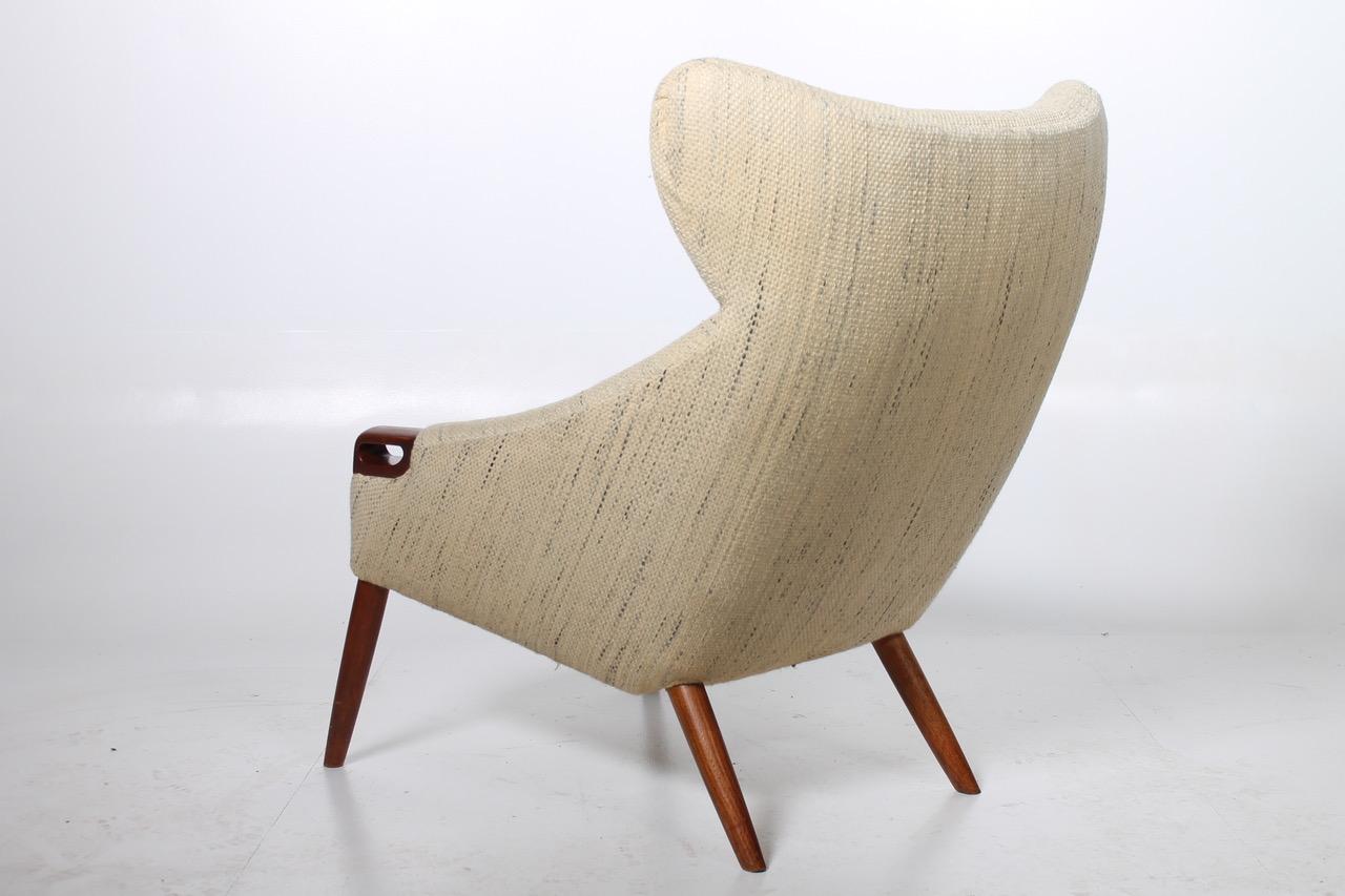 1960's Lounge Chair and Stool in Teak and Original Fabric by Kurt Østervig In Fair Condition In Copenhagen, DK
