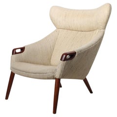 1960's Lounge Chair and Stool in Teak and Original Fabric by Kurt Østervig