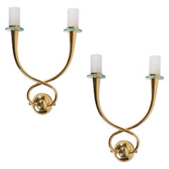 1960s Pair of Brass Sconces in the Style of Gio Ponti