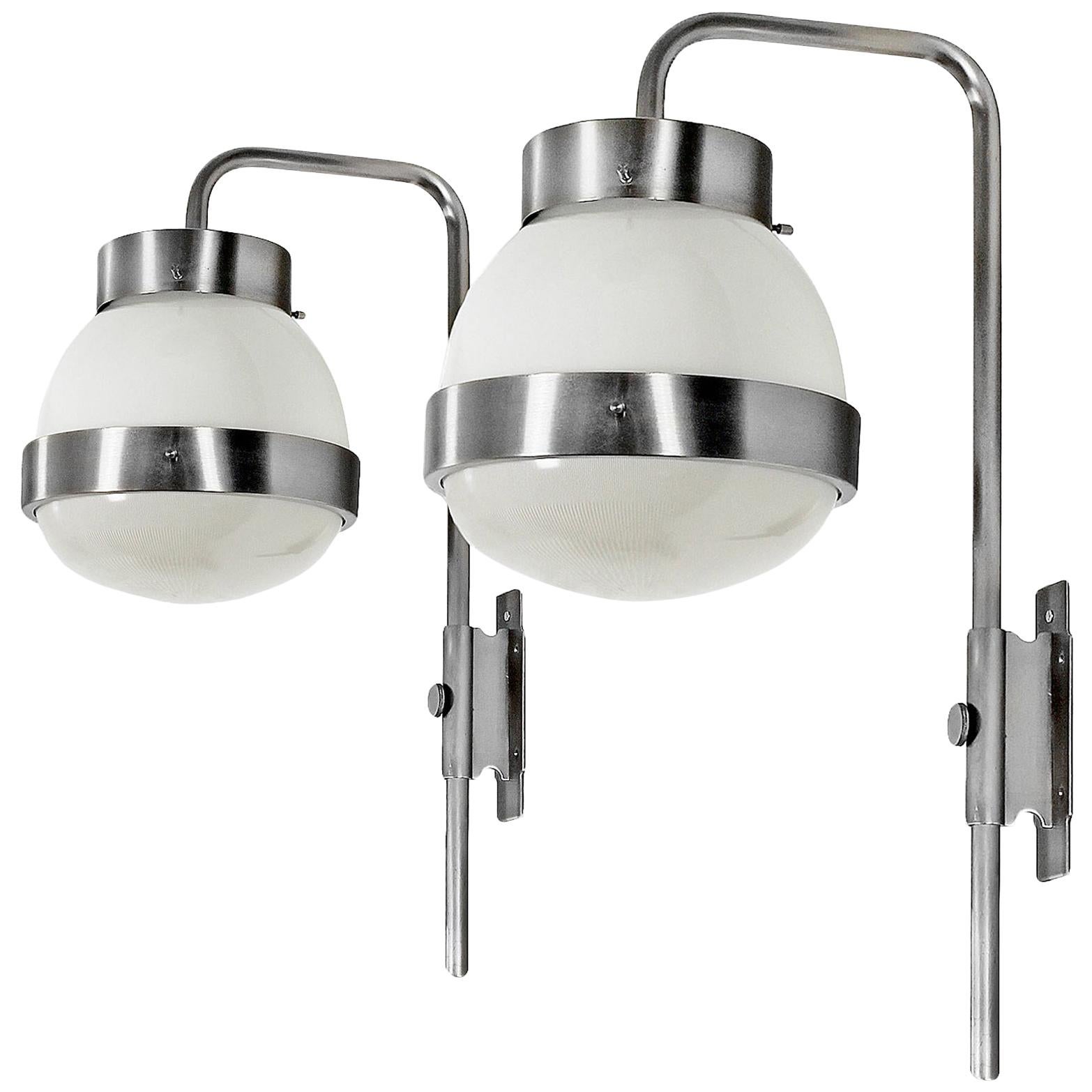 Mid-Century Modern Pair of Delta Wall Lights by Sergio Mazza for Artemide- Italy