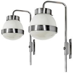 Retro Mid-Century Modern Pair of Delta Wall Lights by Sergio Mazza for Artemide- Italy