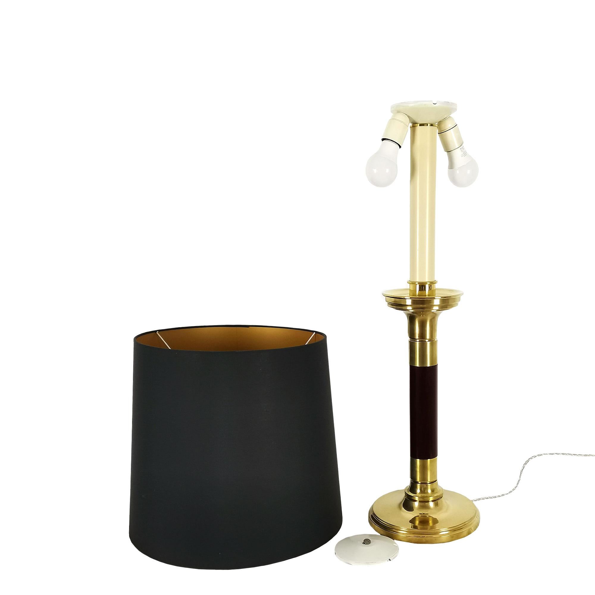 Spanish Pair of Mid-Century Modern Table Lamps by Clar, Mahogany and Brass - Barcelona For Sale