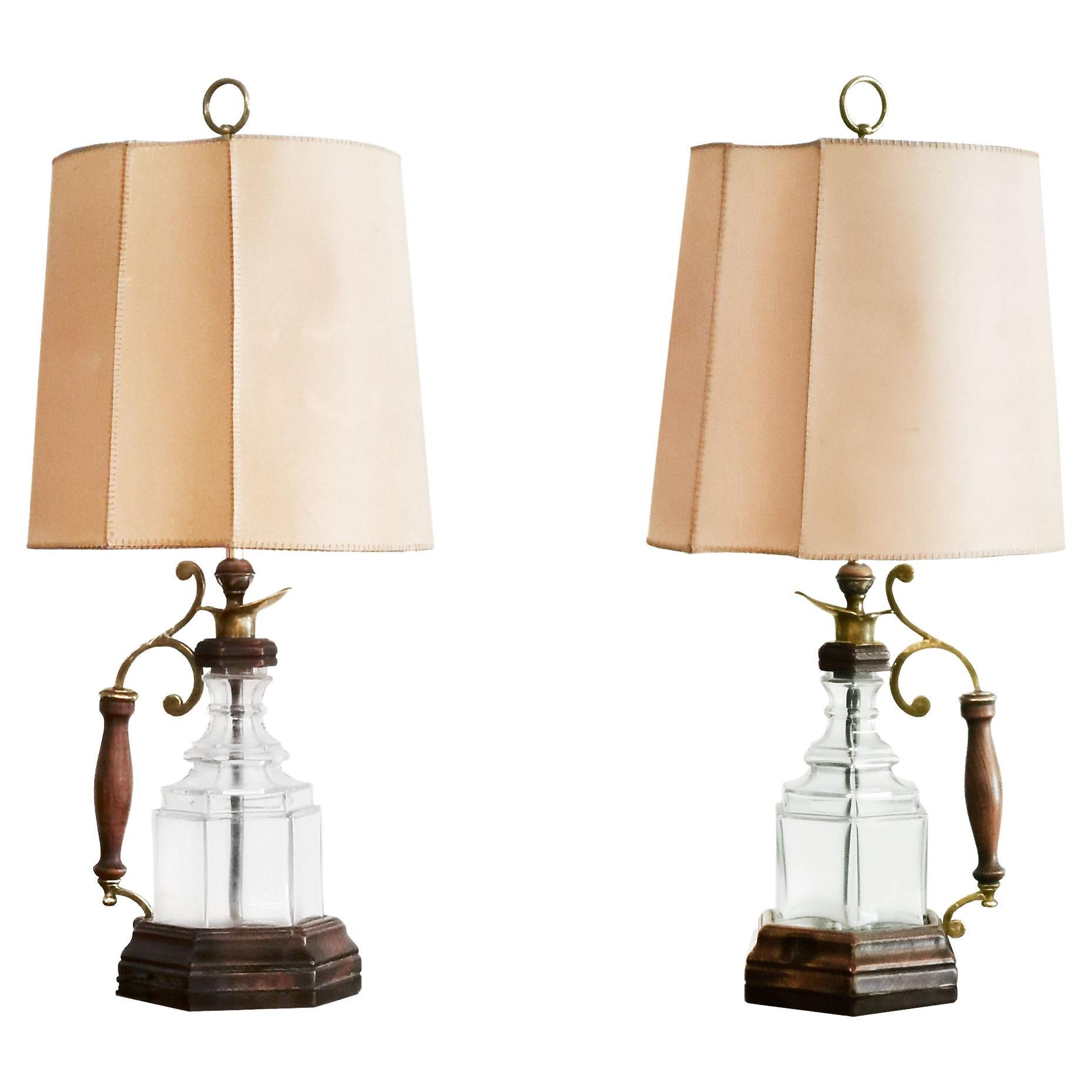 Pair of Mid-Century Modern Table Lamps by Valentí, Larch Wood - Spain