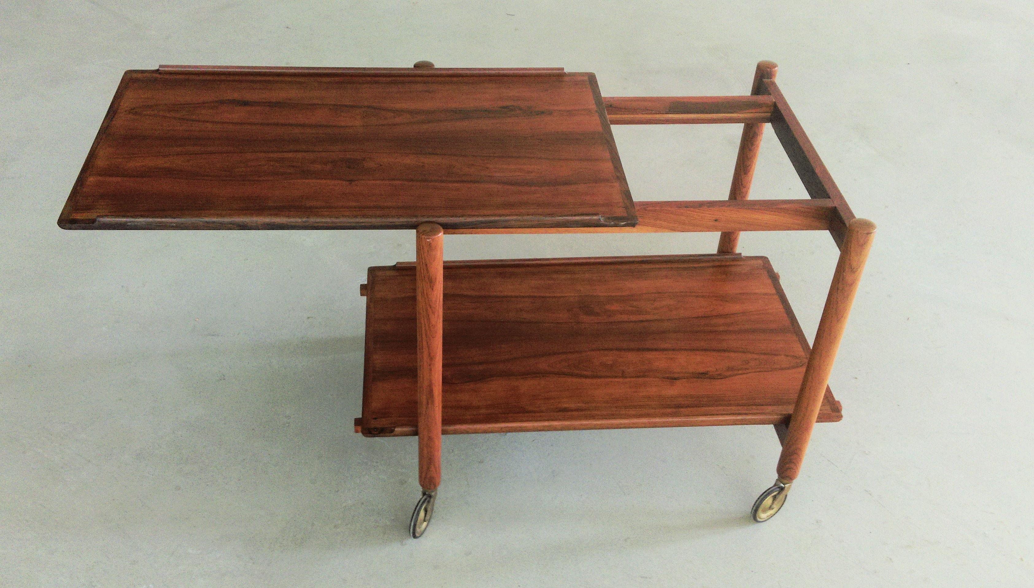 Mid-20th Century Poul Hundevad Fully Restored Multi Functional Danish Modular Rosewood Bar Table For Sale