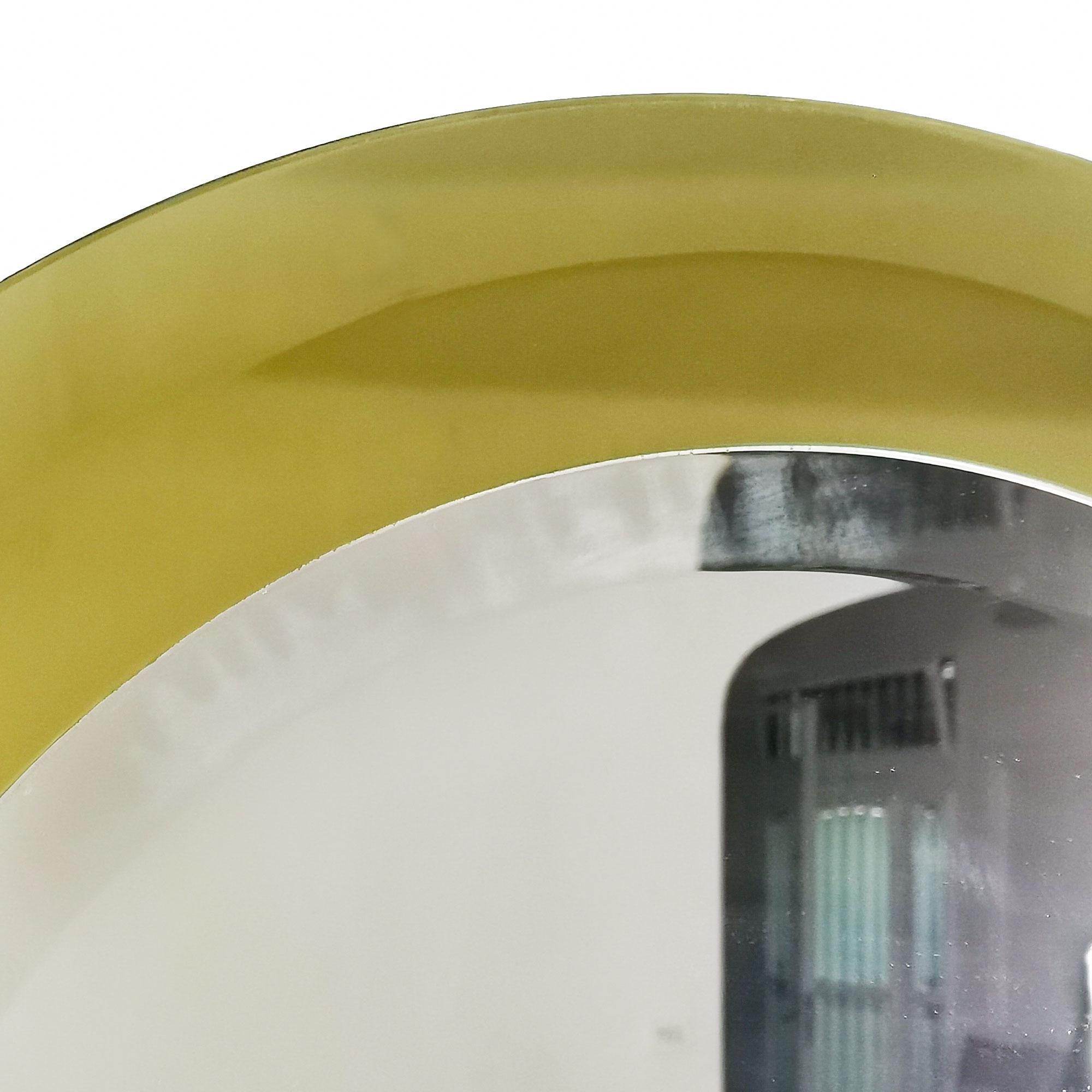 Mid-Century Modern Round Golden-Yellow Beveled Framed Mirror - Italy In Good Condition In Girona, ES