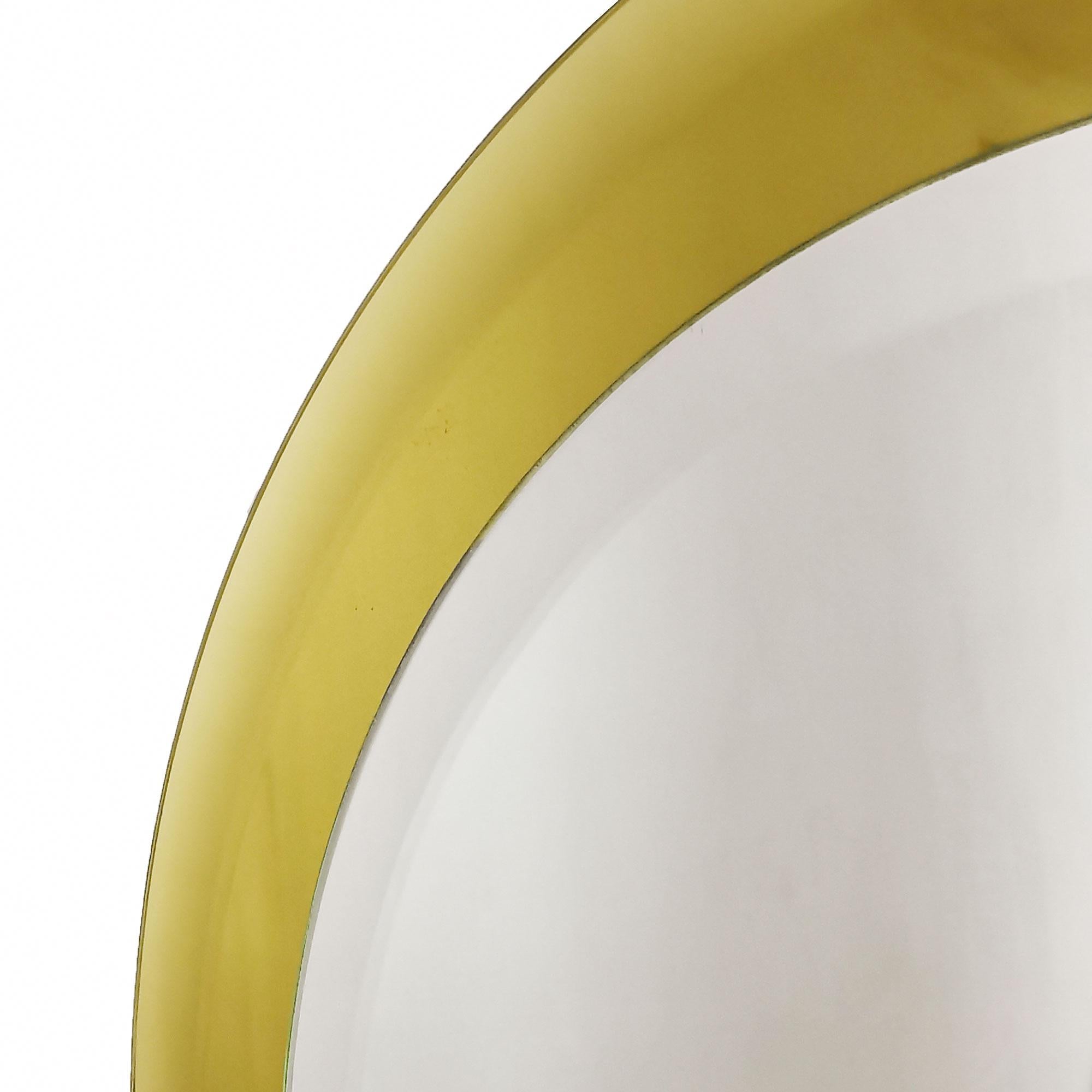 Mid-20th Century Mid-Century Modern Round Golden-Yellow Beveled Framed Mirror - Italy