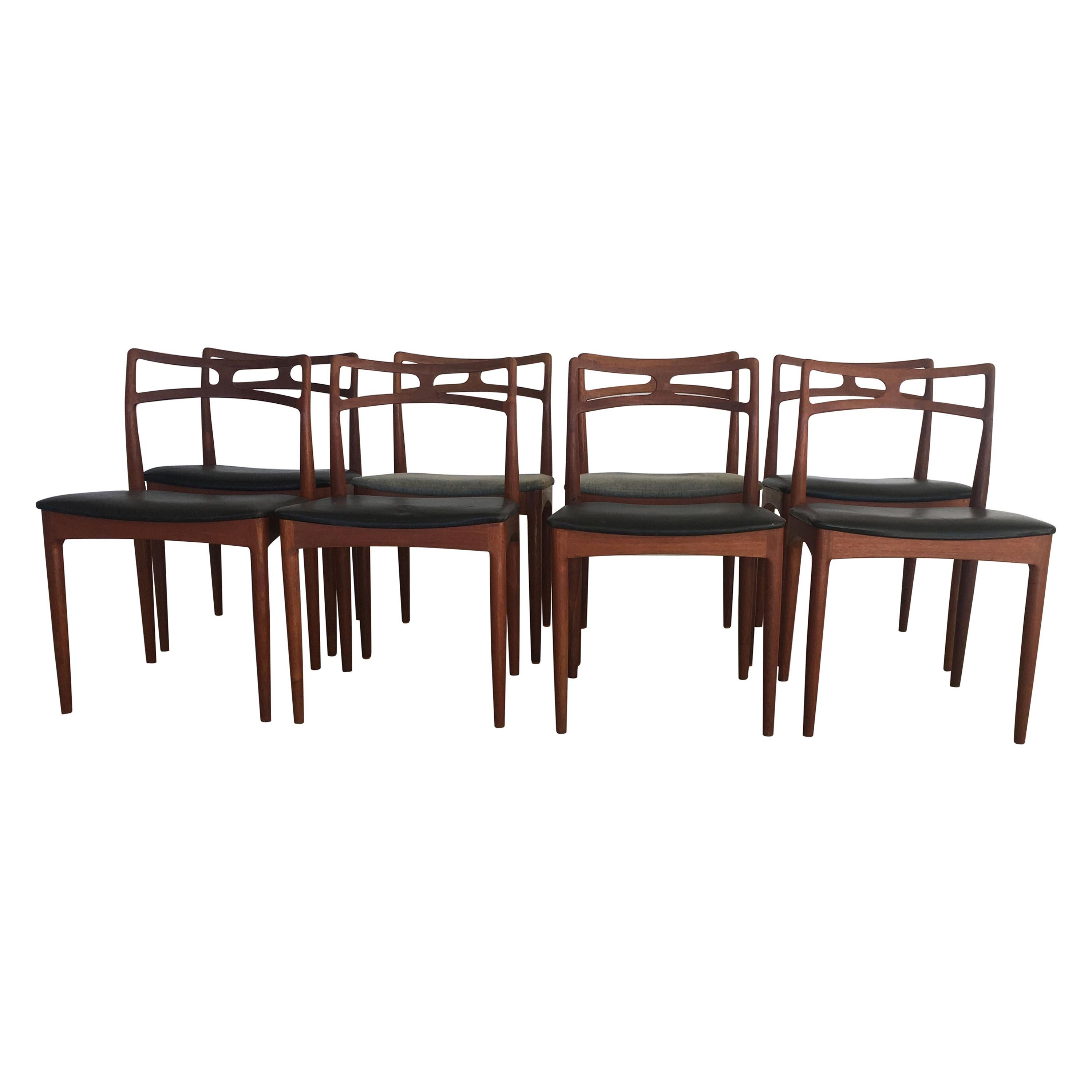 1960s Set of Eight Johannes Andersen Dining Chairs in Teak, Inc. Reupholstery