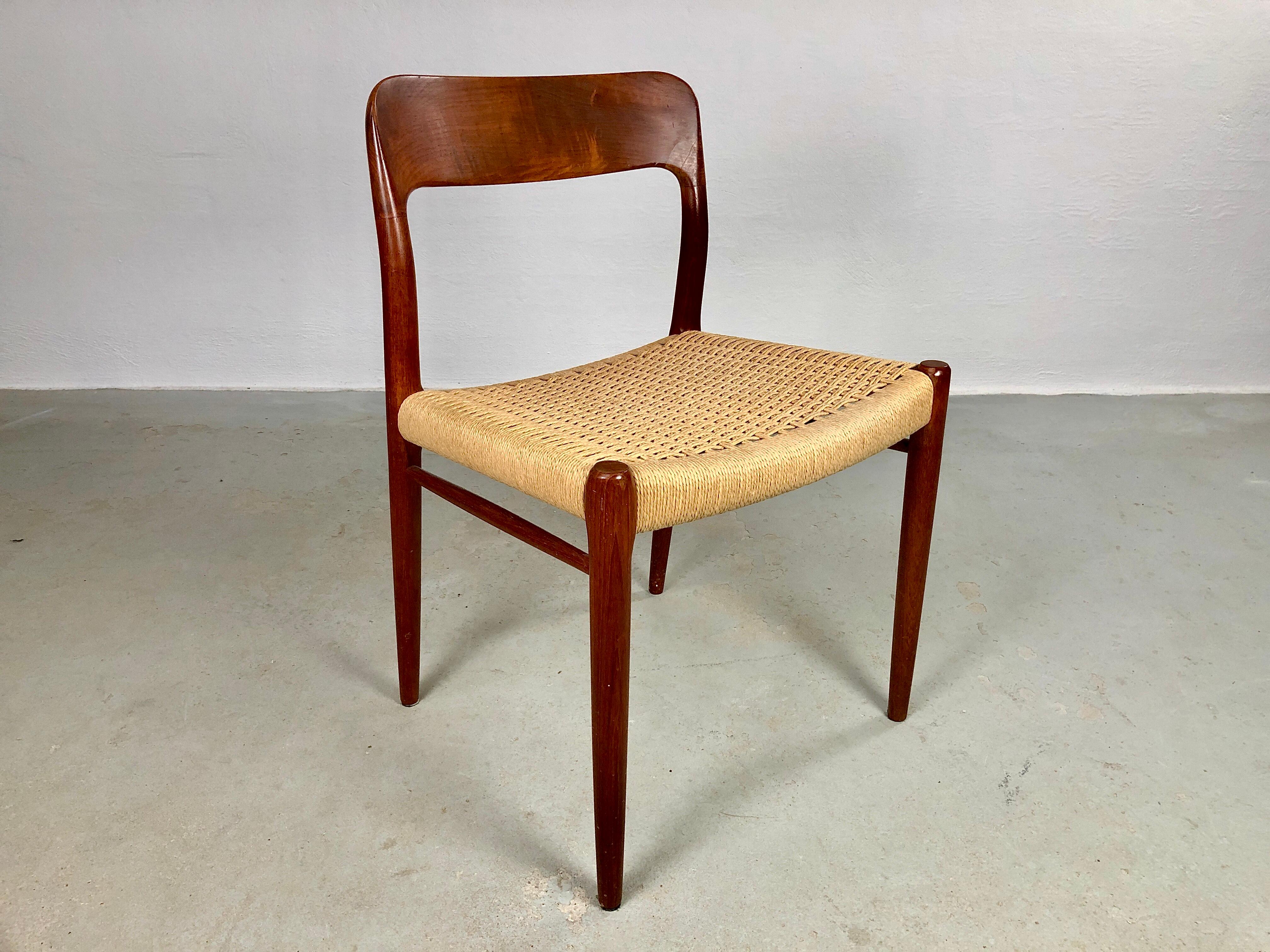 1960´s Four Fully Restored Niels Otto Moller Teak Dining Chairs with Papercord 5