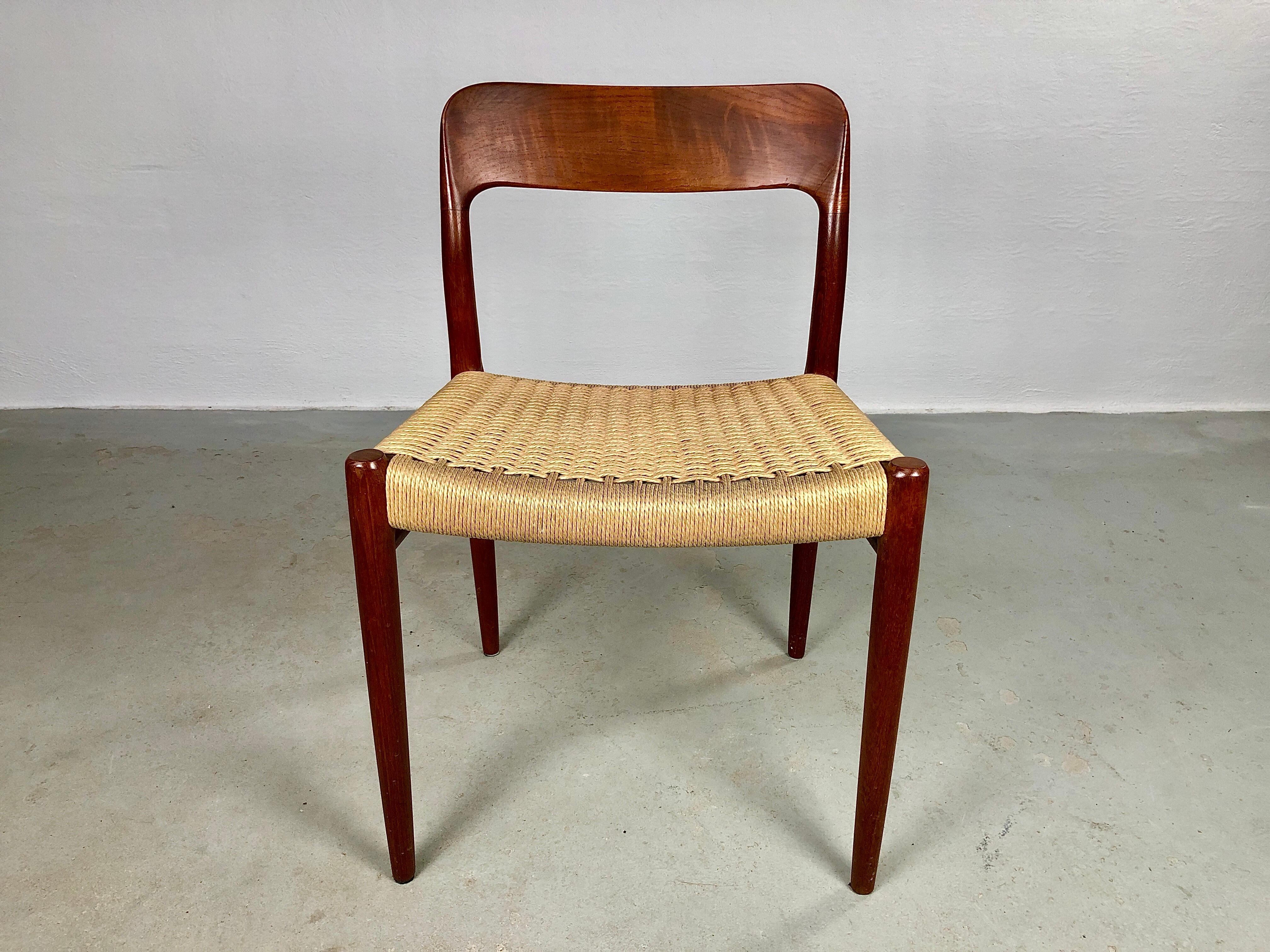 Danish 1960´s Four Fully Restored Niels Otto Moller Teak Dining Chairs with Papercord
