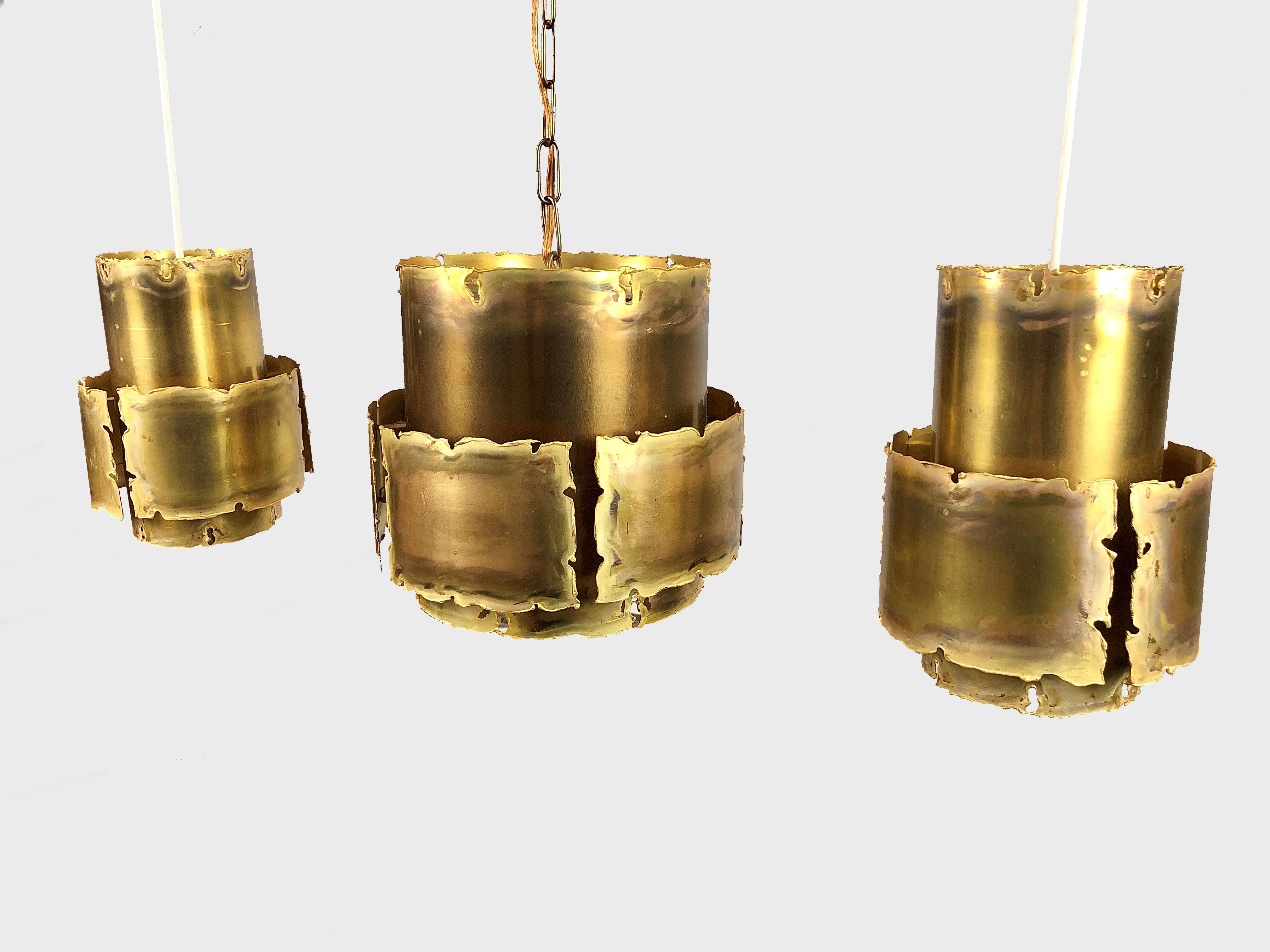 Danish 1960´s Set of Three Brutalist Style Pendants by Svend Aage Holm Sorensen For Sale