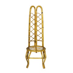 1960s Set with 2 Rattan Tall Chairs and a Small Table, Italy