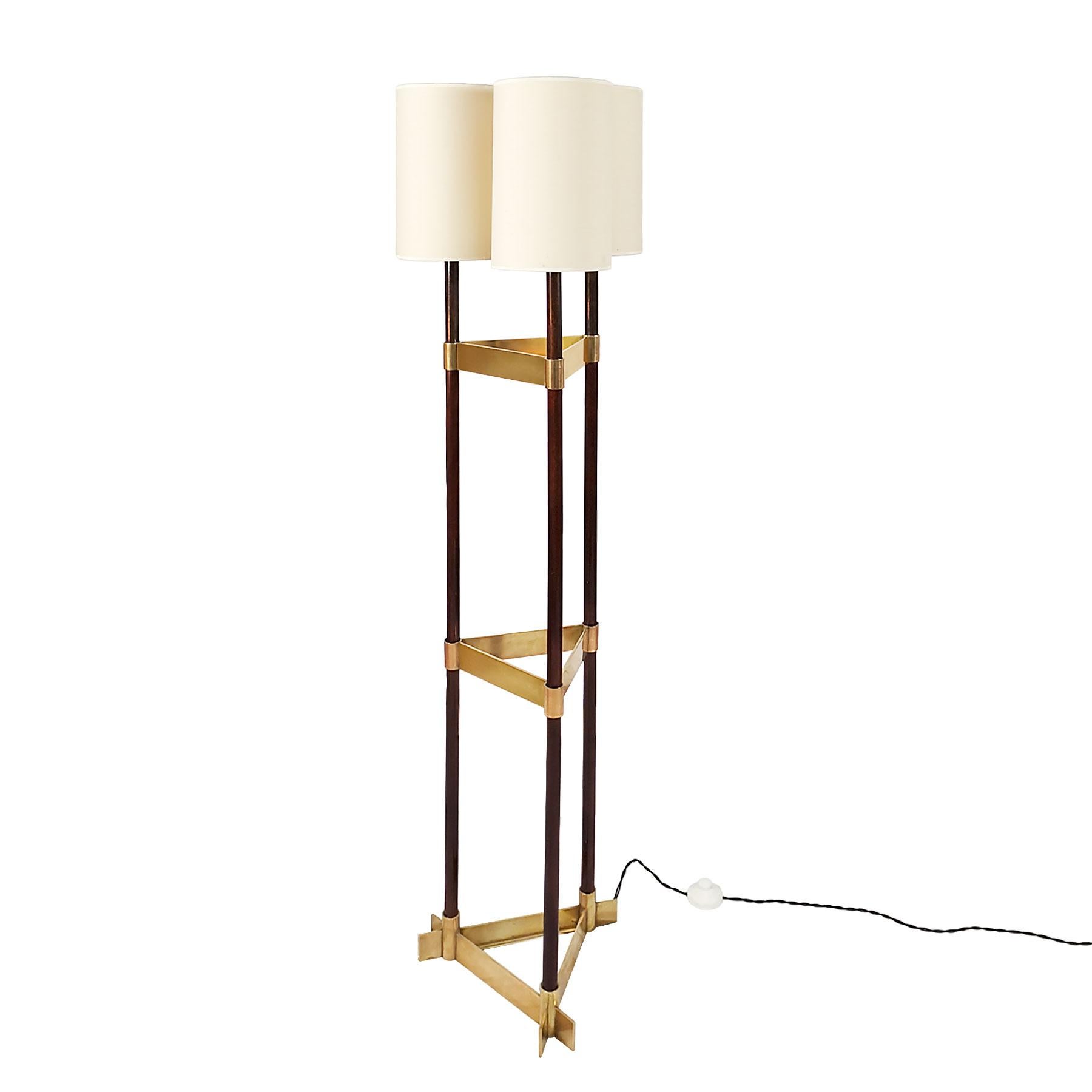 Spanish Mid-Century Modern Standing Lamp by Jordi Vilanova in Walnut and Brass-Barcelona