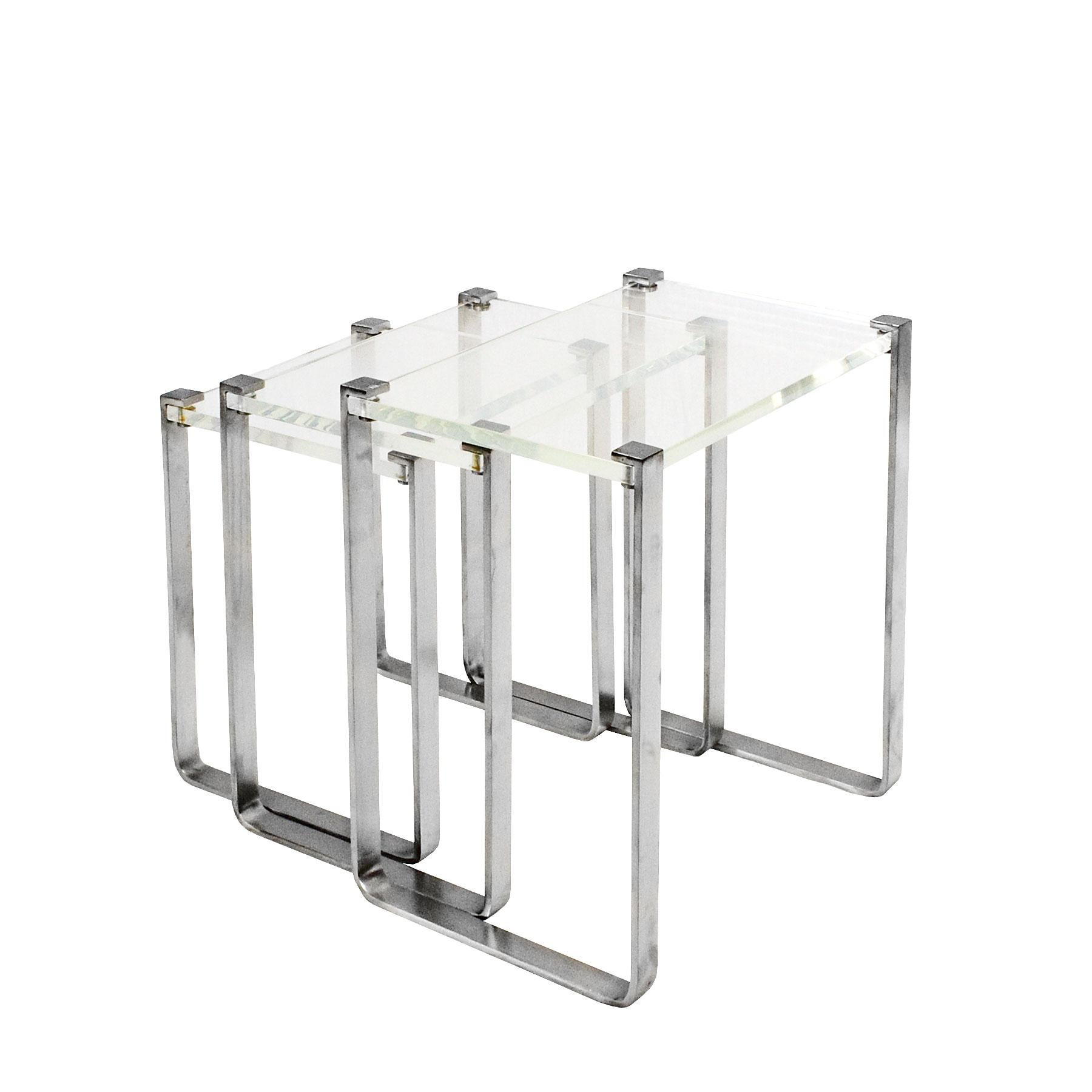 Spanish Three Mid-Century Modern Nesting Tables by Jordi Vilanova, Bronze - Barcelona For Sale