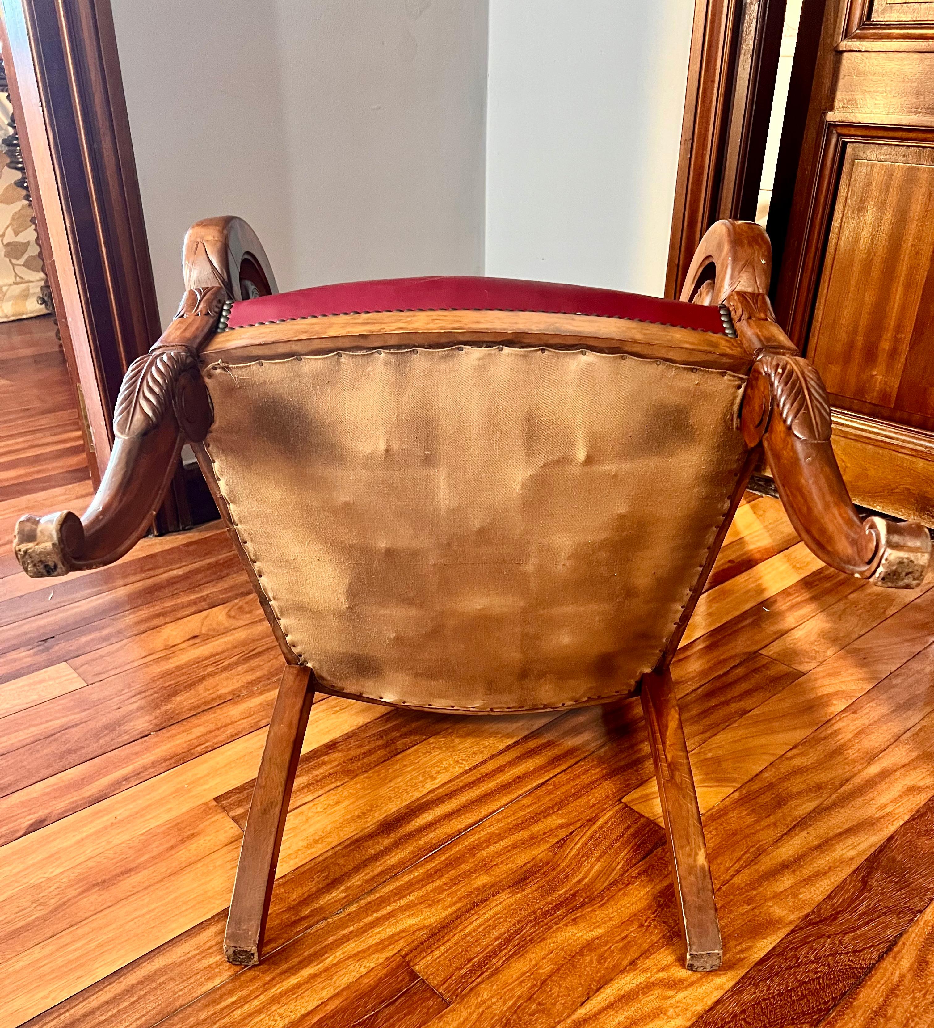 1960´S, Walnut Arm Chair Bierdemeir Style with Bordeaux Leather Upholstery For Sale 4