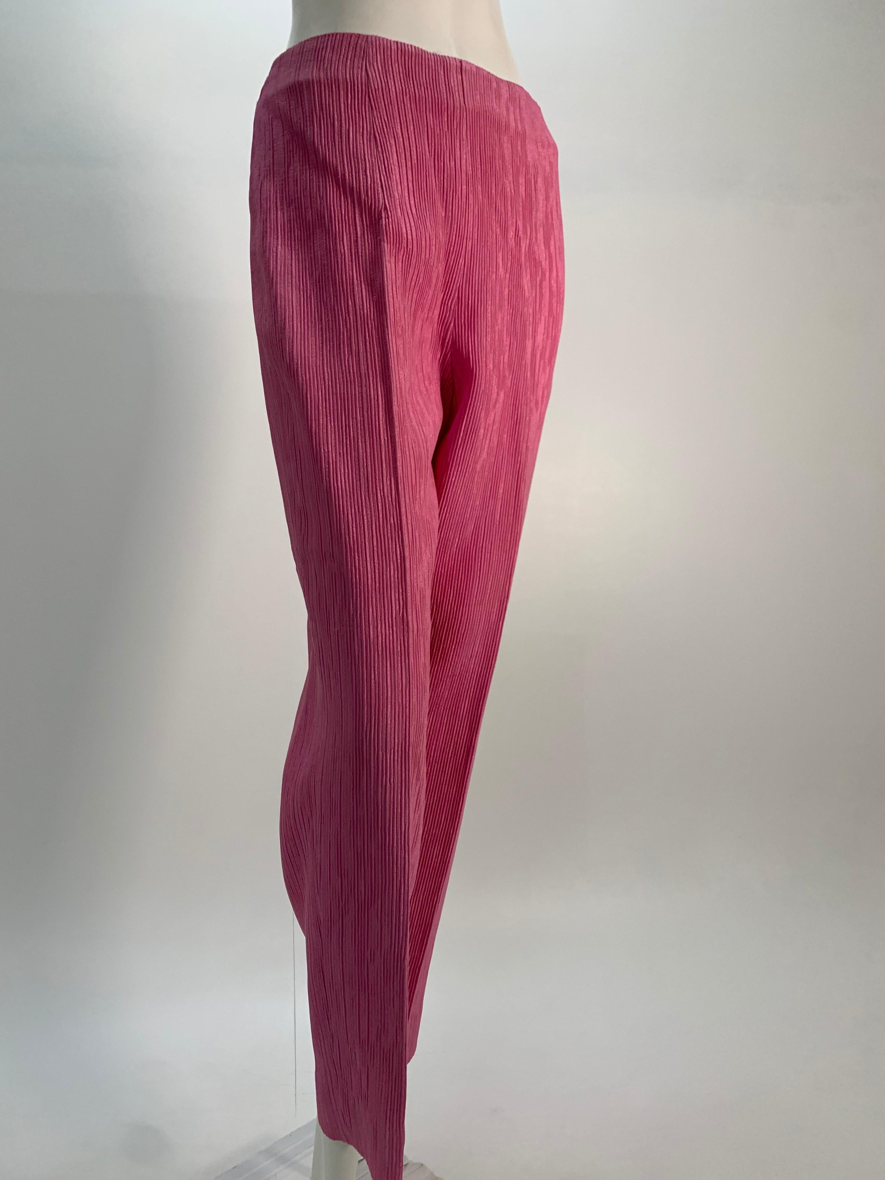 1960 Saks Pink Crinkle Capri Pant & Nehru Tunic Ensemble For Sale 10