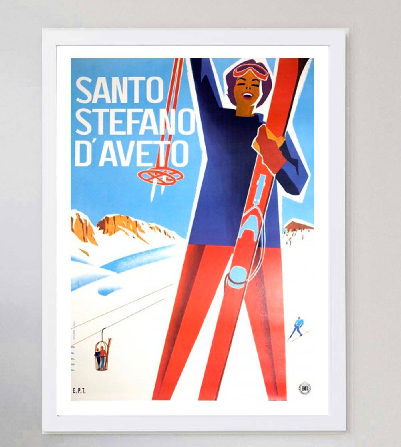 1960 Santo Stefano D'aveto Original Vintage Poster In Good Condition For Sale In Winchester, GB