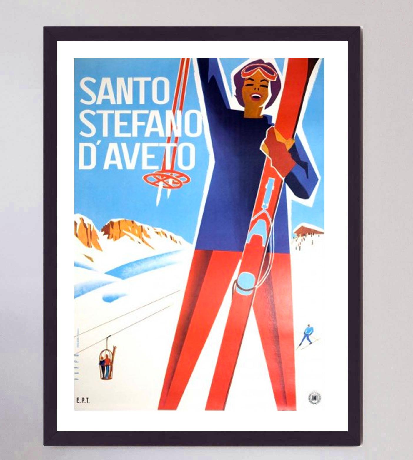 1960 Santo Stefano D'aveto Original Vintage Poster In Good Condition For Sale In Winchester, GB