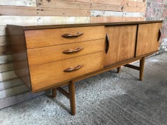 1960 Scandinavian Style English Teak Retro Sideboard with Handcrafted Handles