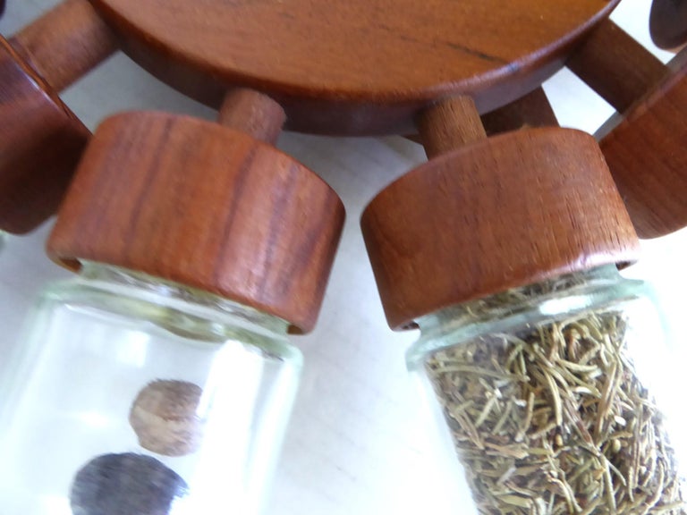 1960 Scandinavian Teak Mid Century Modern Rotating Spice Rack by