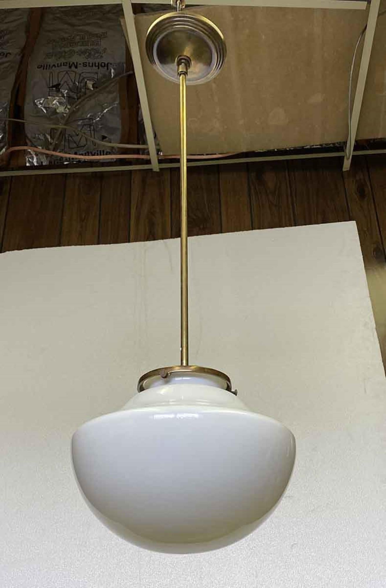 Schoolhouse School House 9 in. Globe Brass Fitter Pendant Light Qty Available For Sale