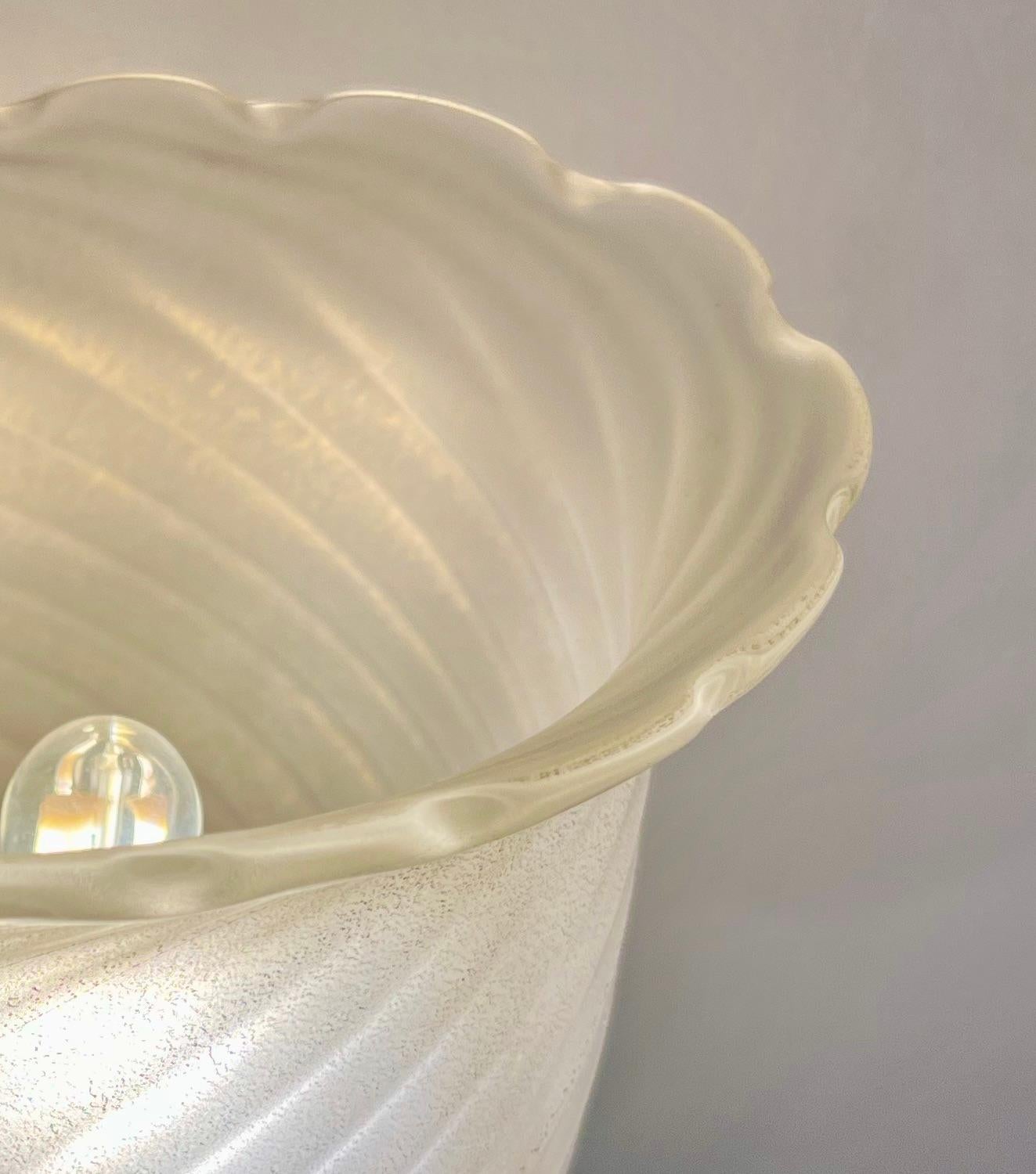 Mid-Century Modern 1960 Seguso Italian Art Deco Design Crystal Gold Murano Glass Brass Bowl Sconces
