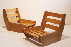 1960, Set 2 Armchairs René Martin & Charlotte Perriand