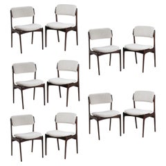 Ensemble de 10 chaises scandinaves en teck foncé de 1960
