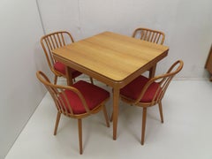 1960 Set of 4 Retro Suman Chairs and Table, Czechoslovakia