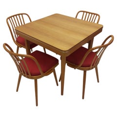 1960 Set of 4 Used Suman Chairs and Table, Czechoslovakia
