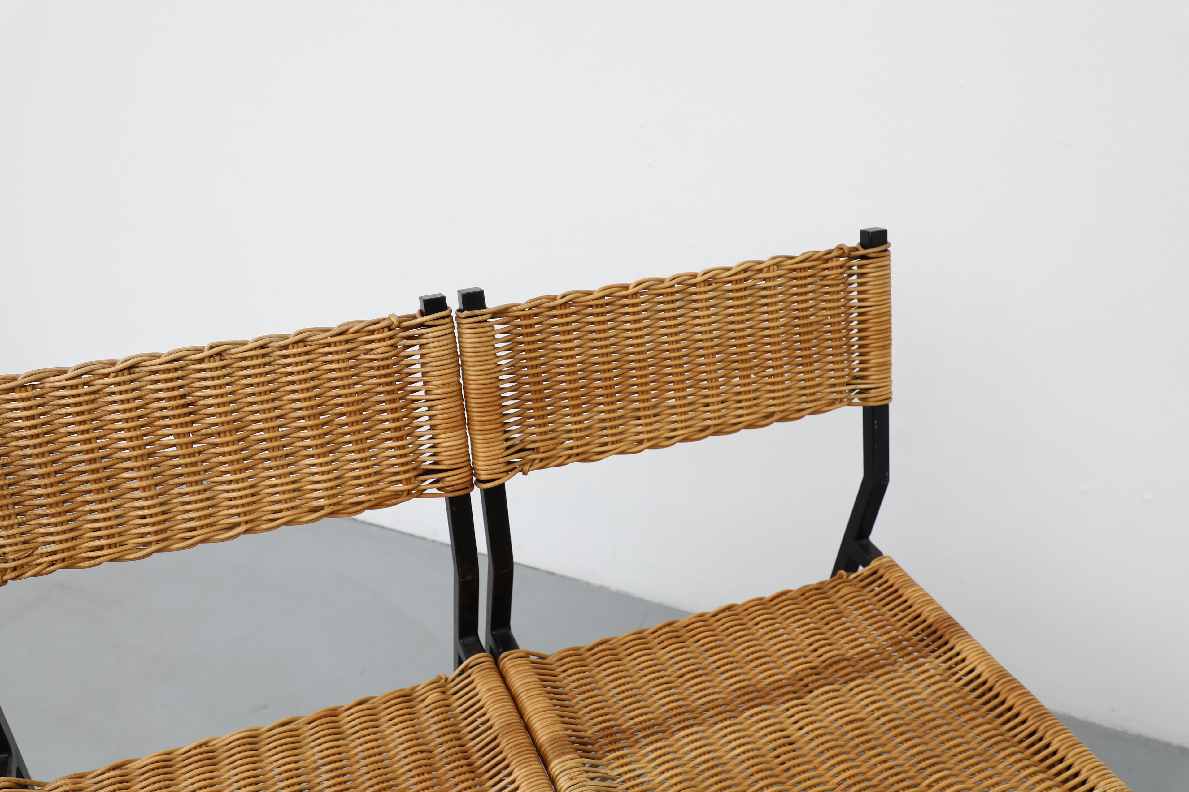 Olandese Set di quattro sedie da pranzo in rattan 