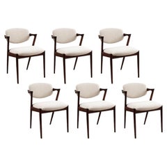 1960 Set of 6 Scandinavian dark teak chairs