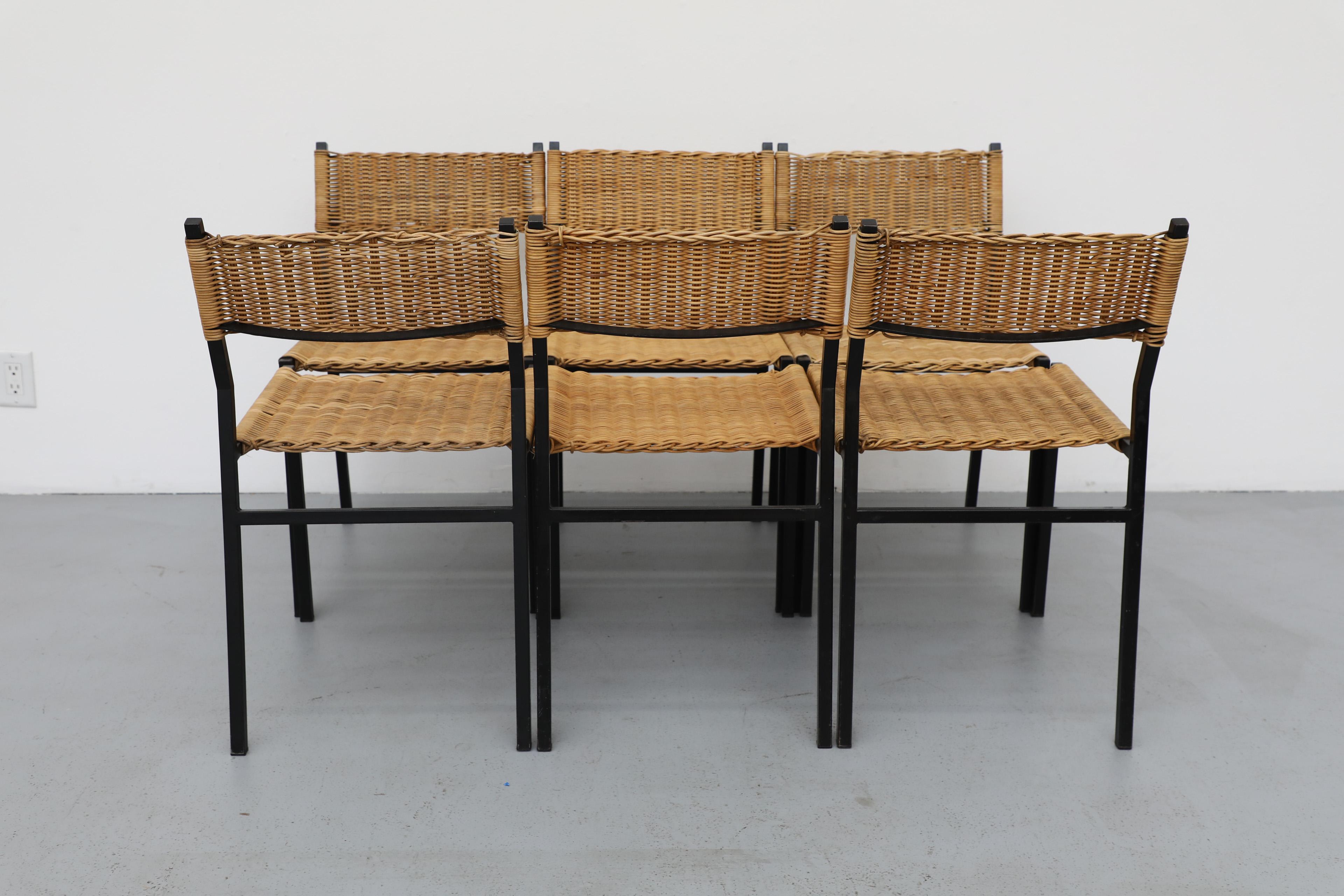 Set di sei sedie da pranzo in rattan 