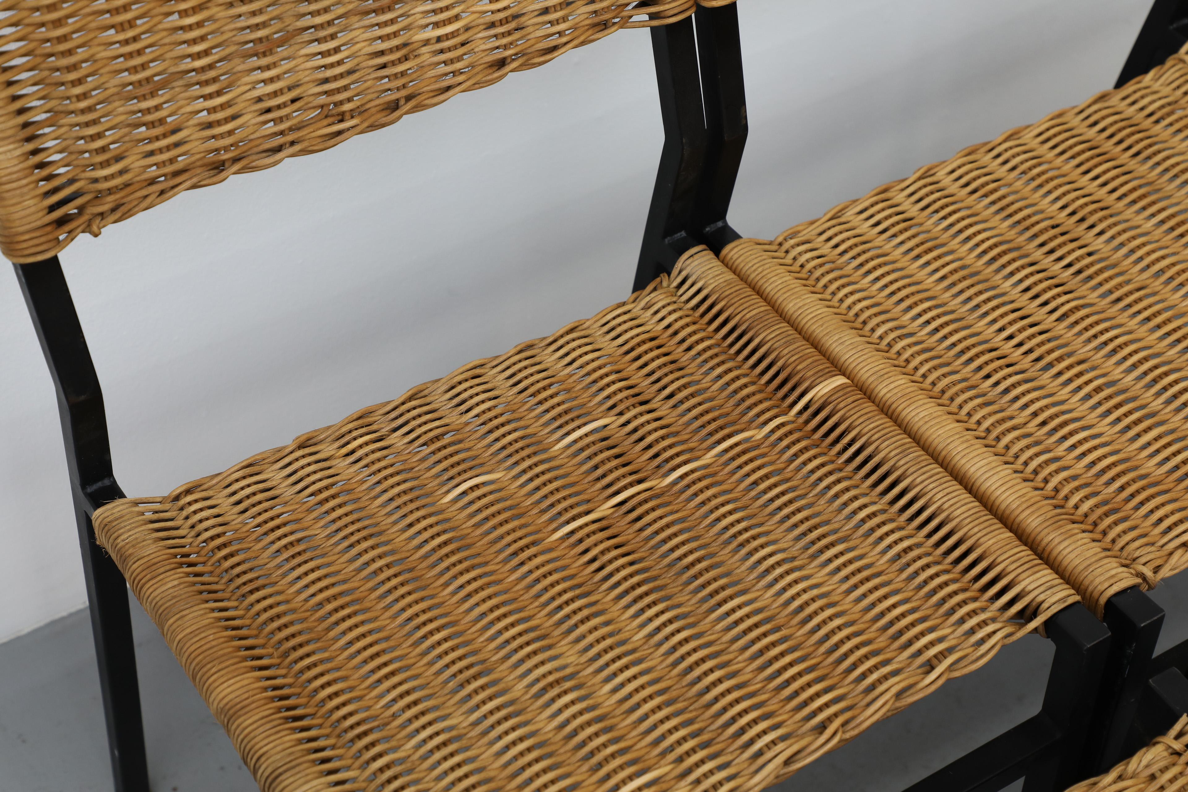 Set di sei sedie da pranzo in rattan 