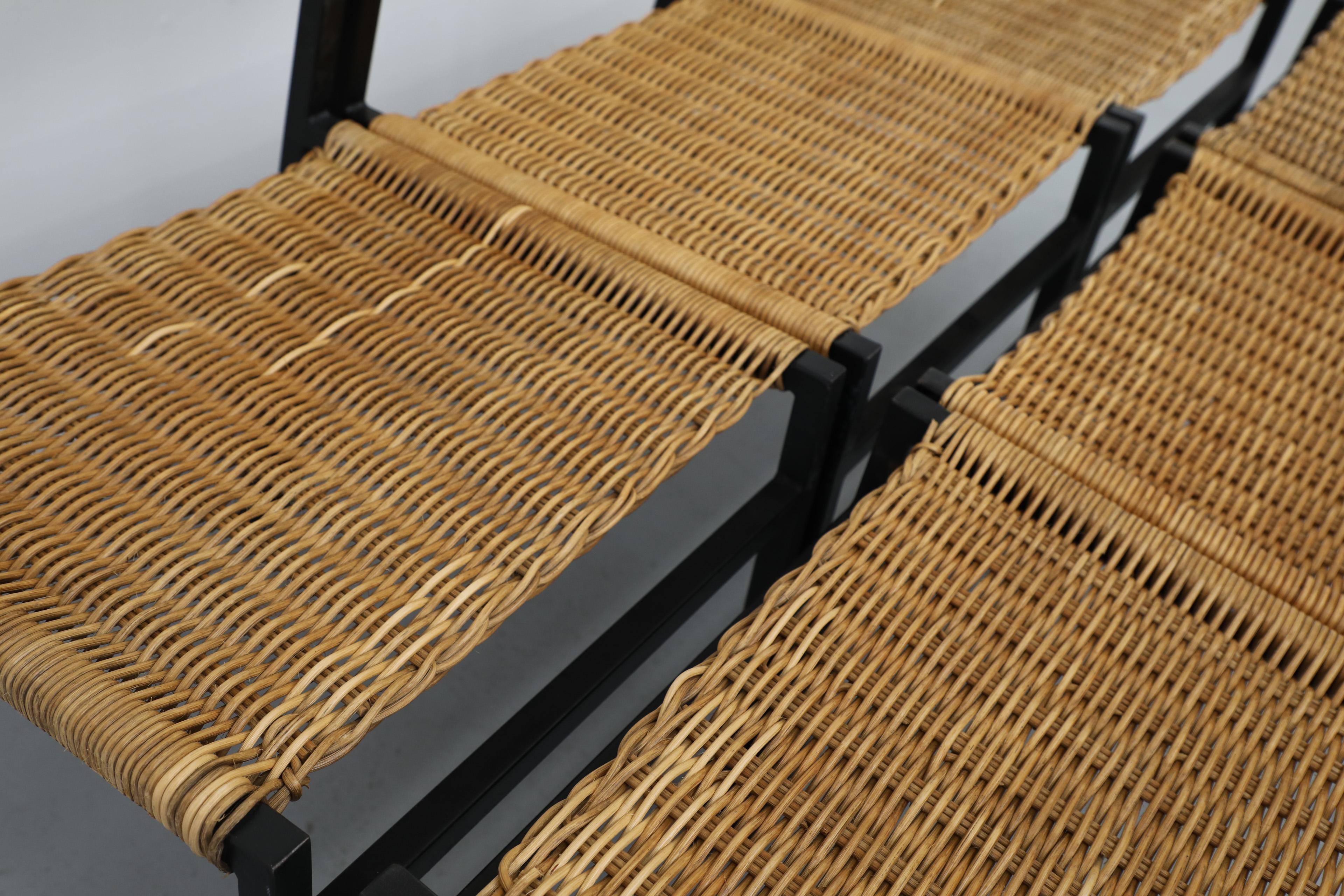 Metallo Set di sei sedie da pranzo in rattan 