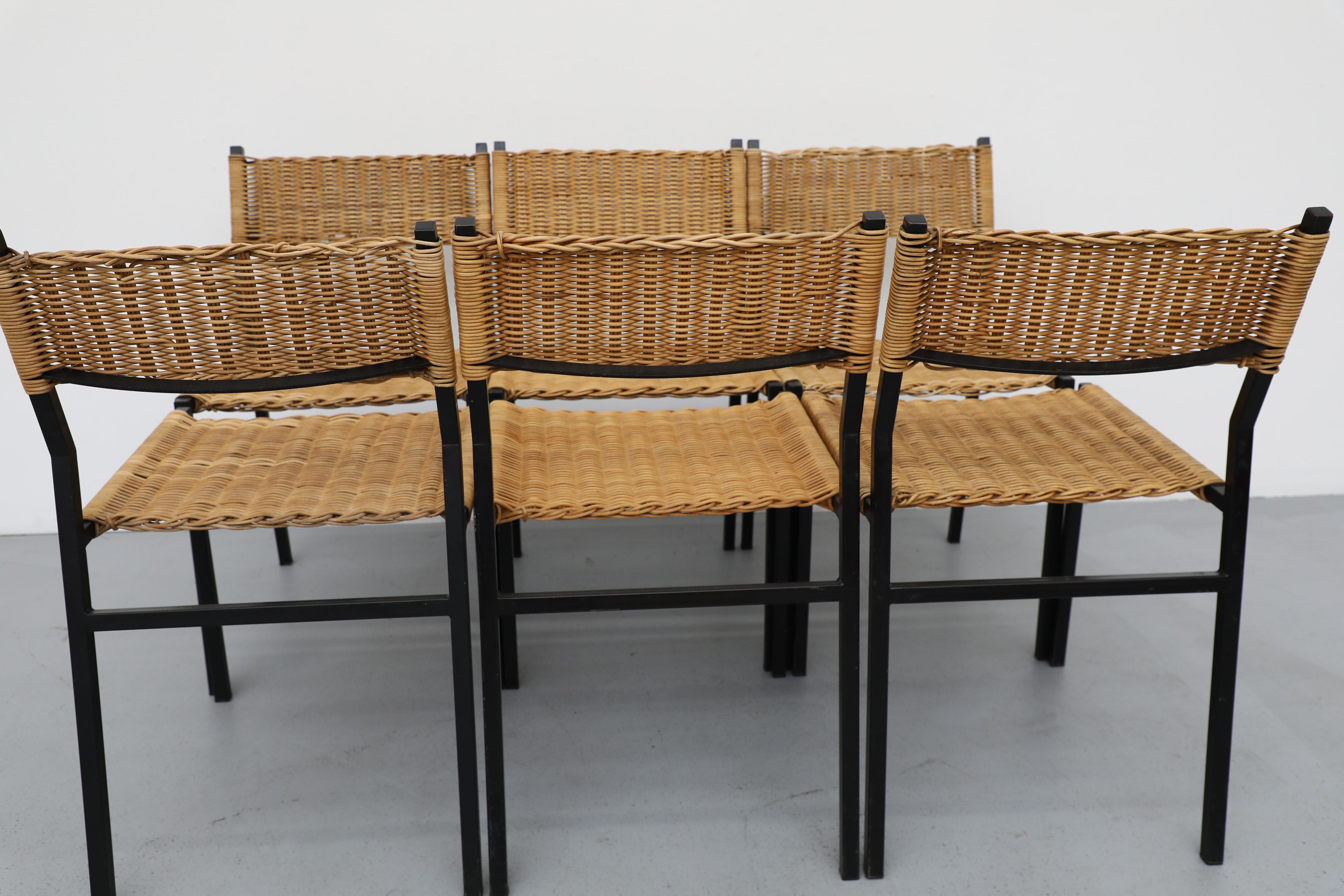 Set di sei sedie da pranzo in rattan 