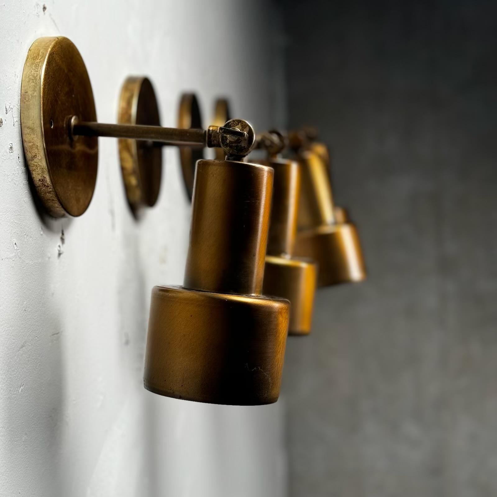 1960 set of four brass MCM articulating sconce lights 2