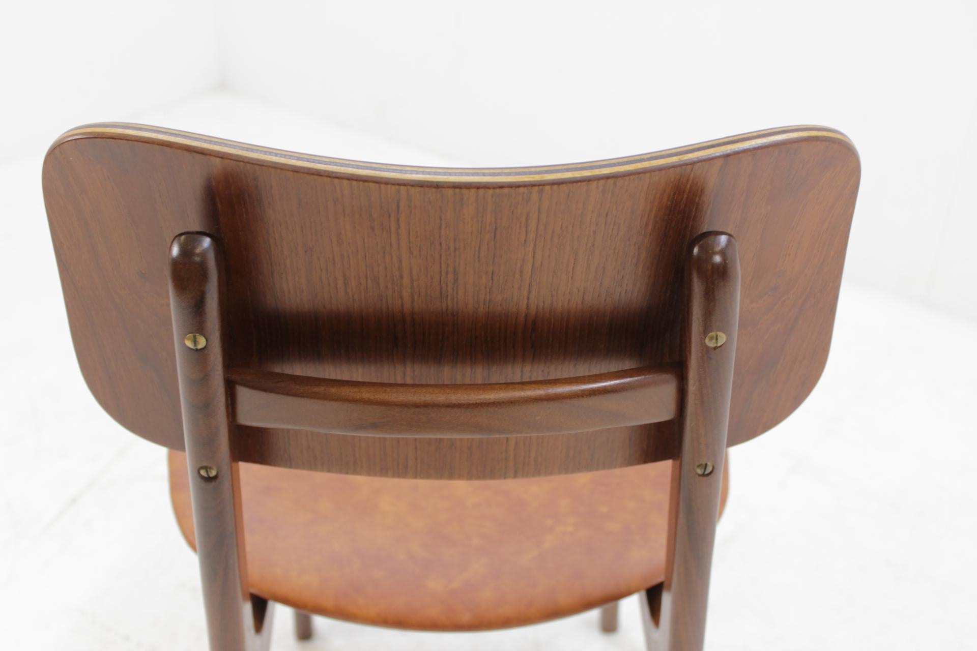 1960 Set of Four Dining Chairs in Teak and Leather by Bolting Stolefabrik 5
