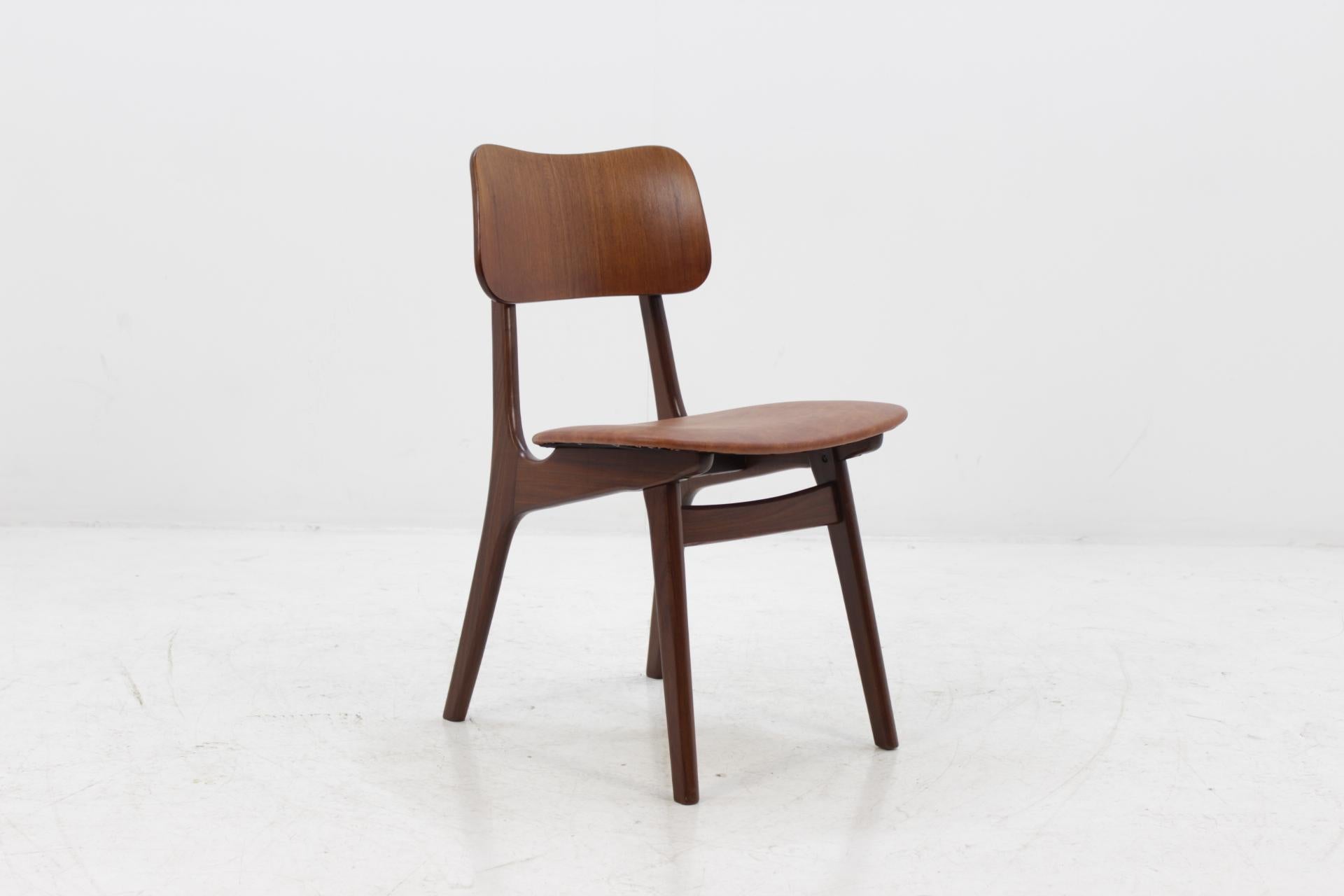 Danish 1960 Set of Four Dining Chairs in Teak and Leather by Bolting Stolefabrik