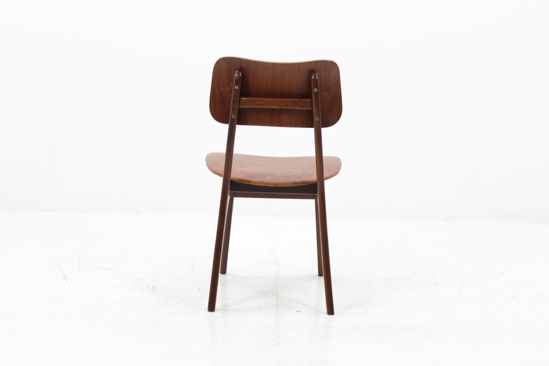Mid-20th Century 1960 Set of Four Dining Chairs in Teak and Leather by Bolting Stolefabrik