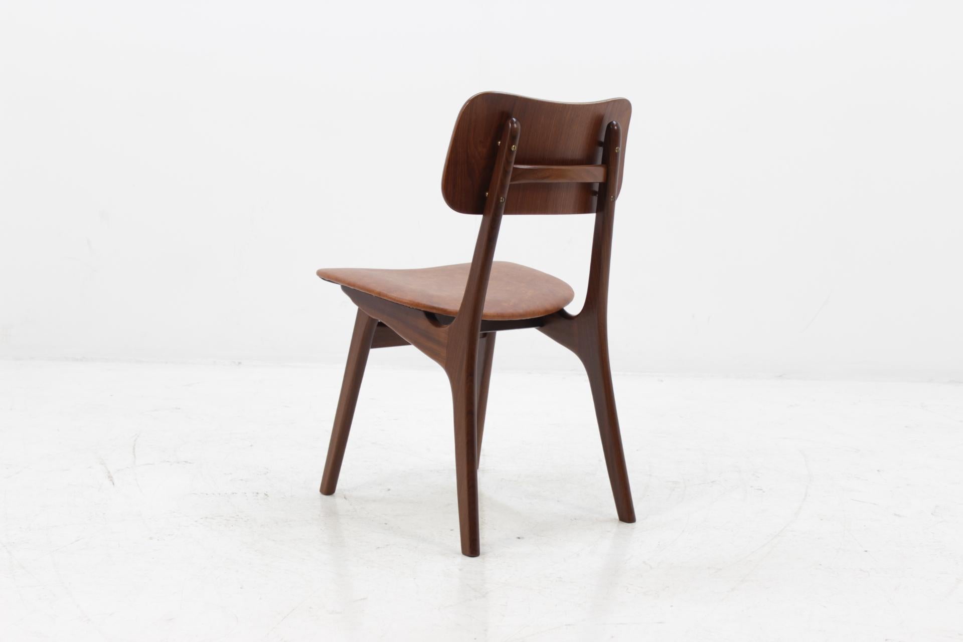1960 Set of Four Dining Chairs in Teak and Leather by Bolting Stolefabrik 1