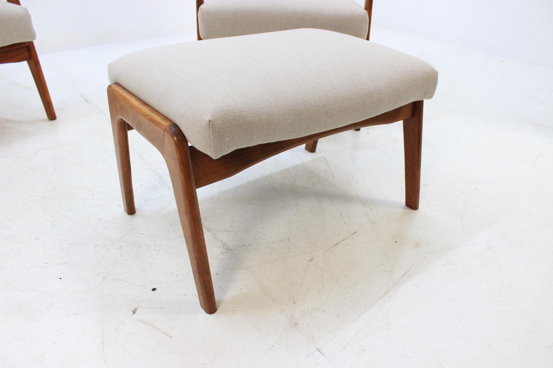 Mid-Century Modern 1960 Set of Two Danish Beech Armchairs and Stool