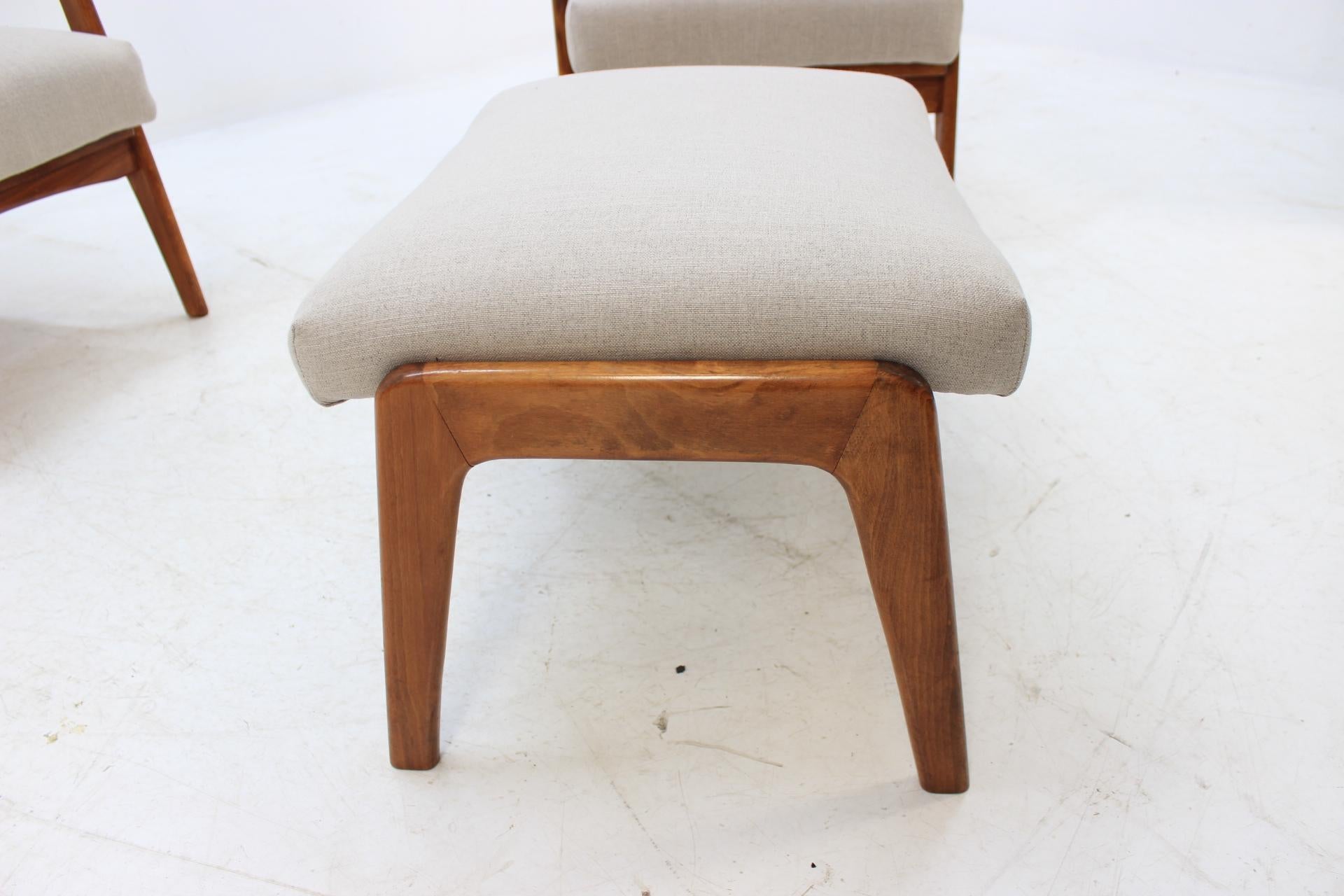 1960 Set of Two Danish Beech Armchairs and Stool In Good Condition In Praha, CZ