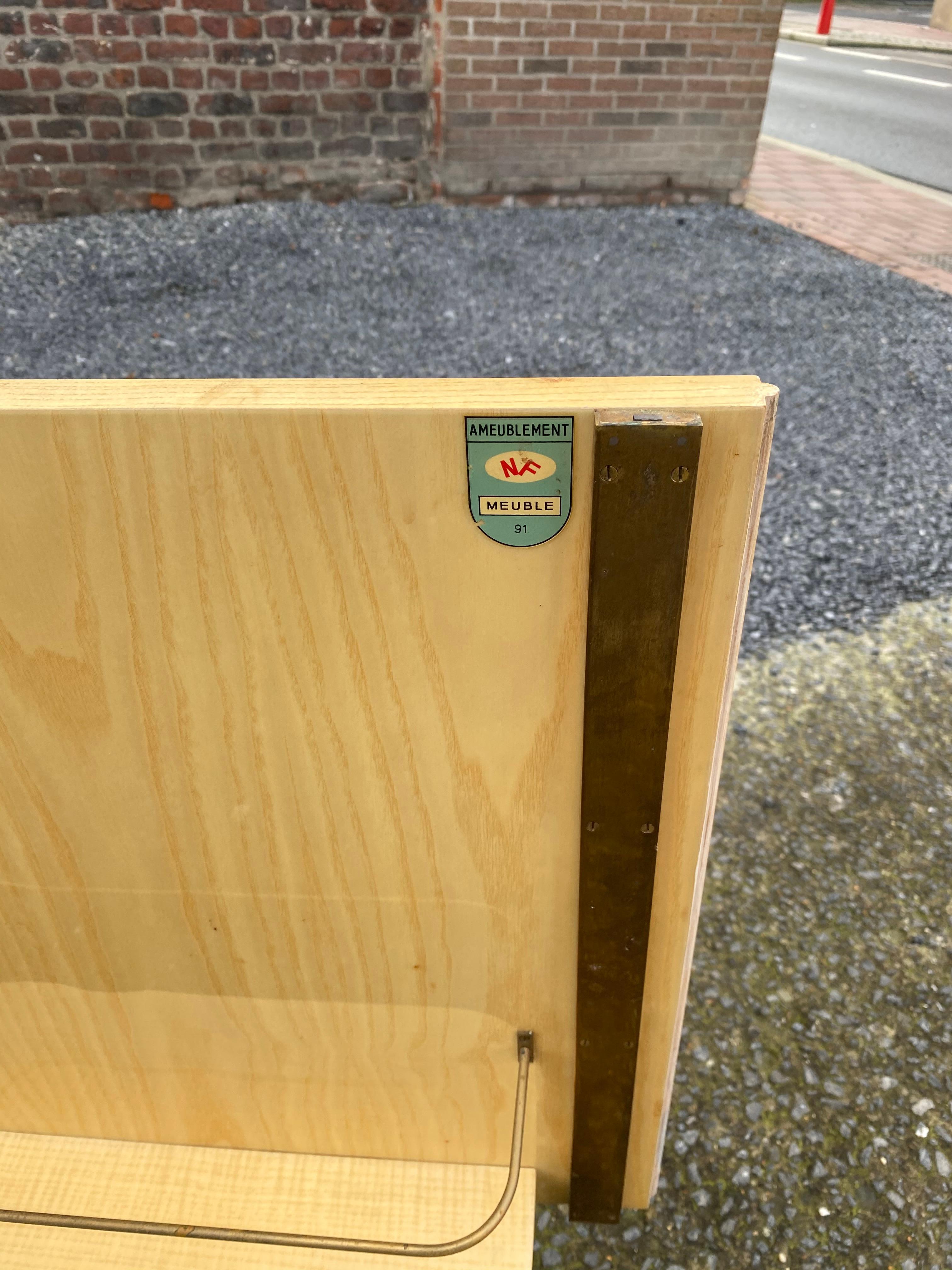 1960 Sideboard in Ash Veneer, Blackened Wood and Brass Maison Raphael Style For Sale 5