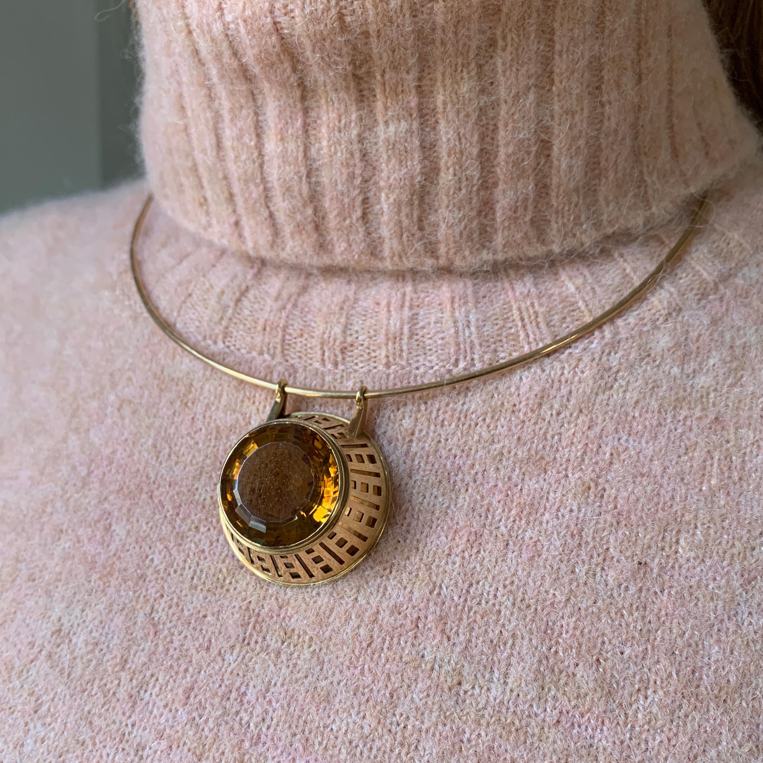 Modernista Sigurd Persson Collana modernista scandinava in oro e citrino 1960 in vendita